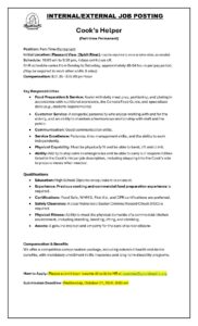 Cooks Helper PT Perm 2026 10 14
